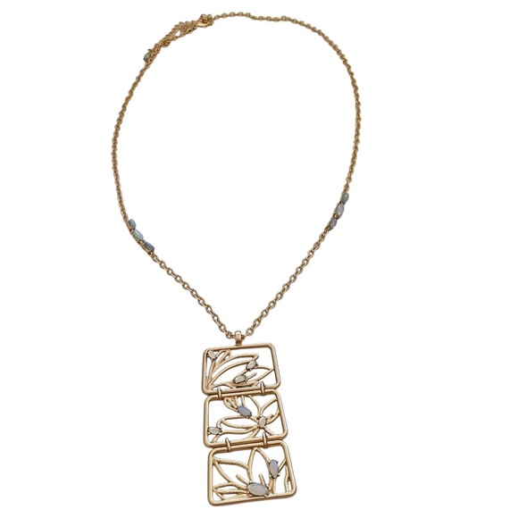 Gold and Blue Floral Necklace - Picture 1 of 6